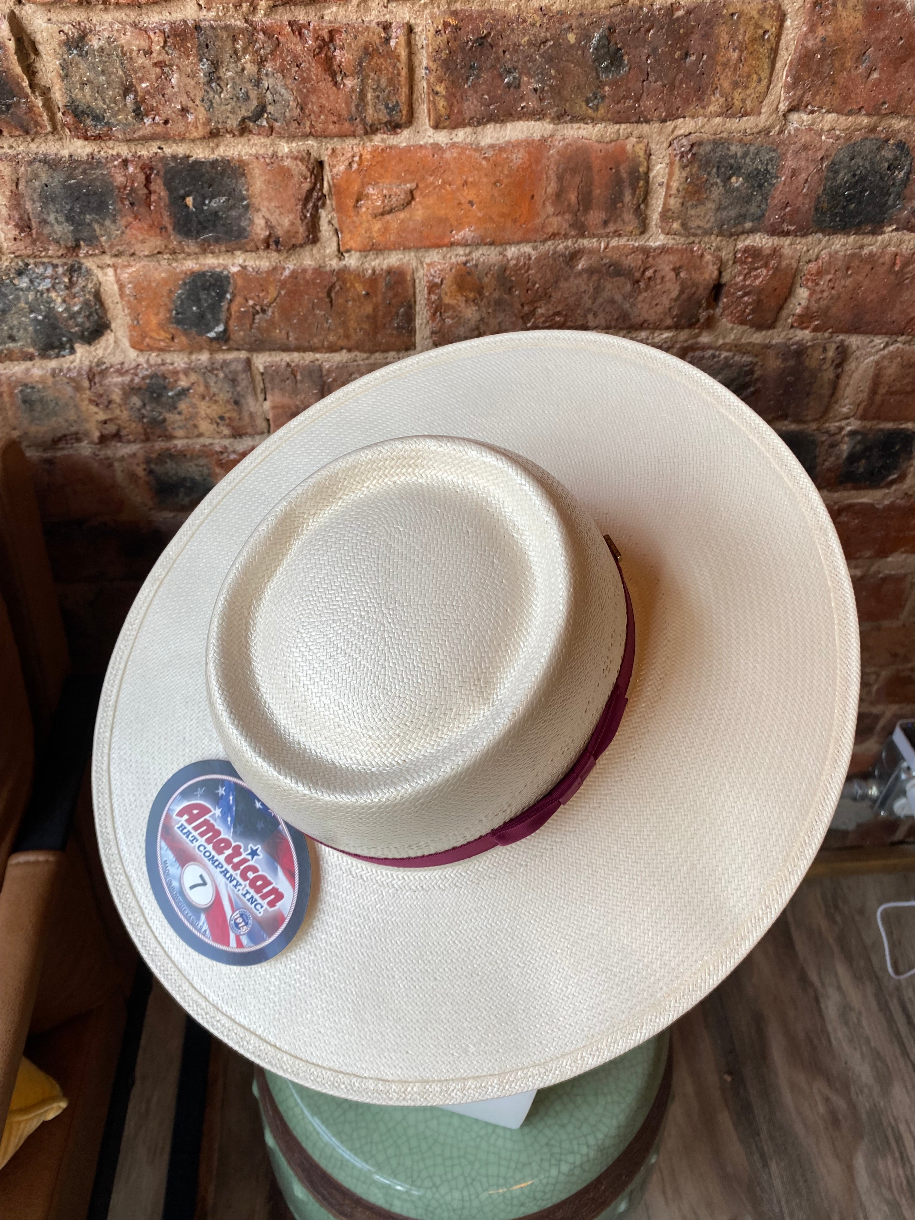 Tele Hat AMERICAN HAT COMPANY INC. 7210 S-TELE BURGUNDY 4FZ BRIM STRAW HAT ...
